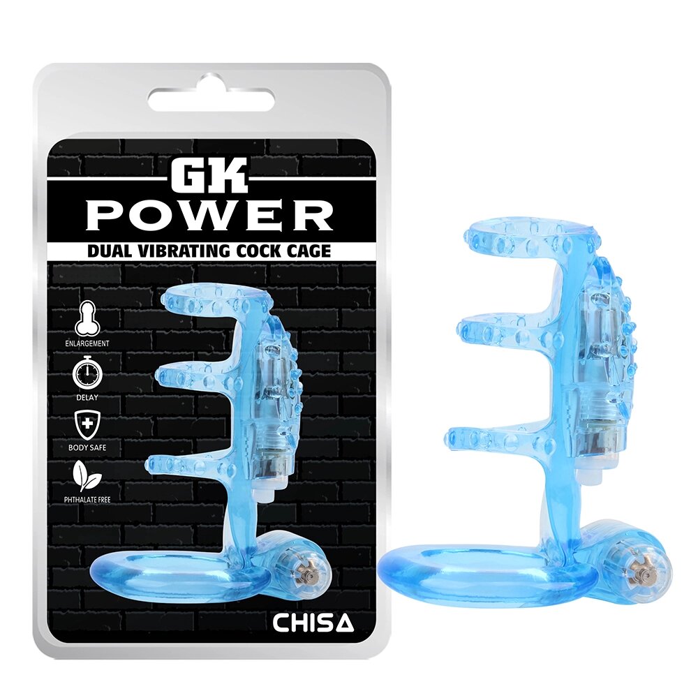 Насадка Chisa GK Power Dual Vibrating Cock Cage Blue від компанії Інтернет магазин Персик - фото 1