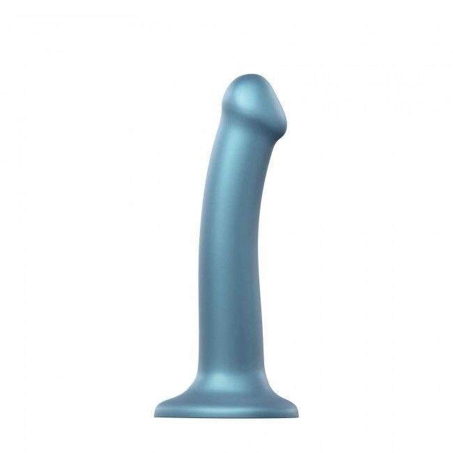 Насадка для страпона Strap-On-Me Mono Density Dildo Blue M, діам. 3,3см, одношаровий силікон, гнучкий від компанії Інтернет магазин Персик - фото 1