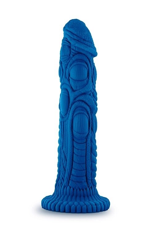 Насадка для страпону із рельєфом Realm, синя 19 см, Vac-U-Lock від компанії Інтернет магазин Персик - фото 1