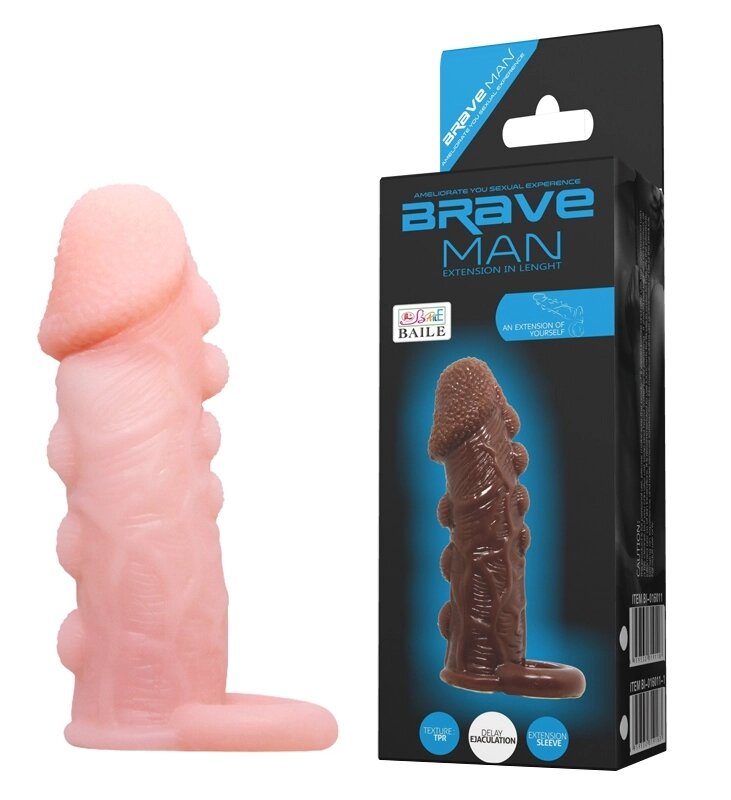 Насадка - презерватив Brave men - BI-016012-1 (тілесна) від компанії Інтернет магазин Персик - фото 1