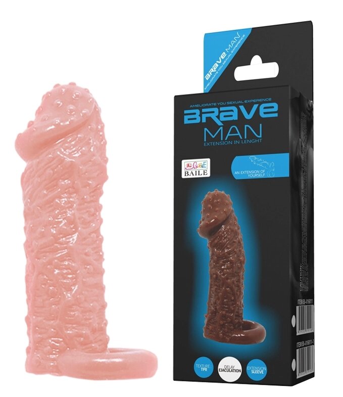Насадка - презерватив Brave men - BI-016013-1 (тілесна) від компанії Інтернет магазин Персик - фото 1