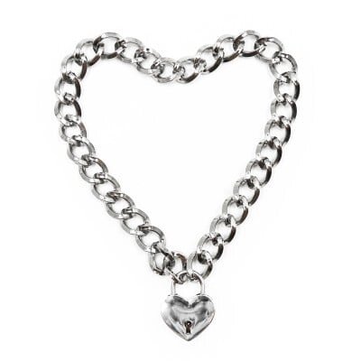 Нашийник з металевого ланцюга з замком у вигляді сердечка DS Fetish, сріблястий від компанії Інтернет магазин Персик - фото 1