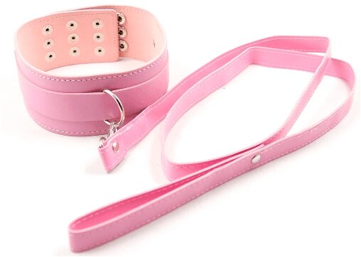 Нашийник з повідцем DS Fetish Collar with leash pink metal від компанії Інтернет магазин Персик - фото 1