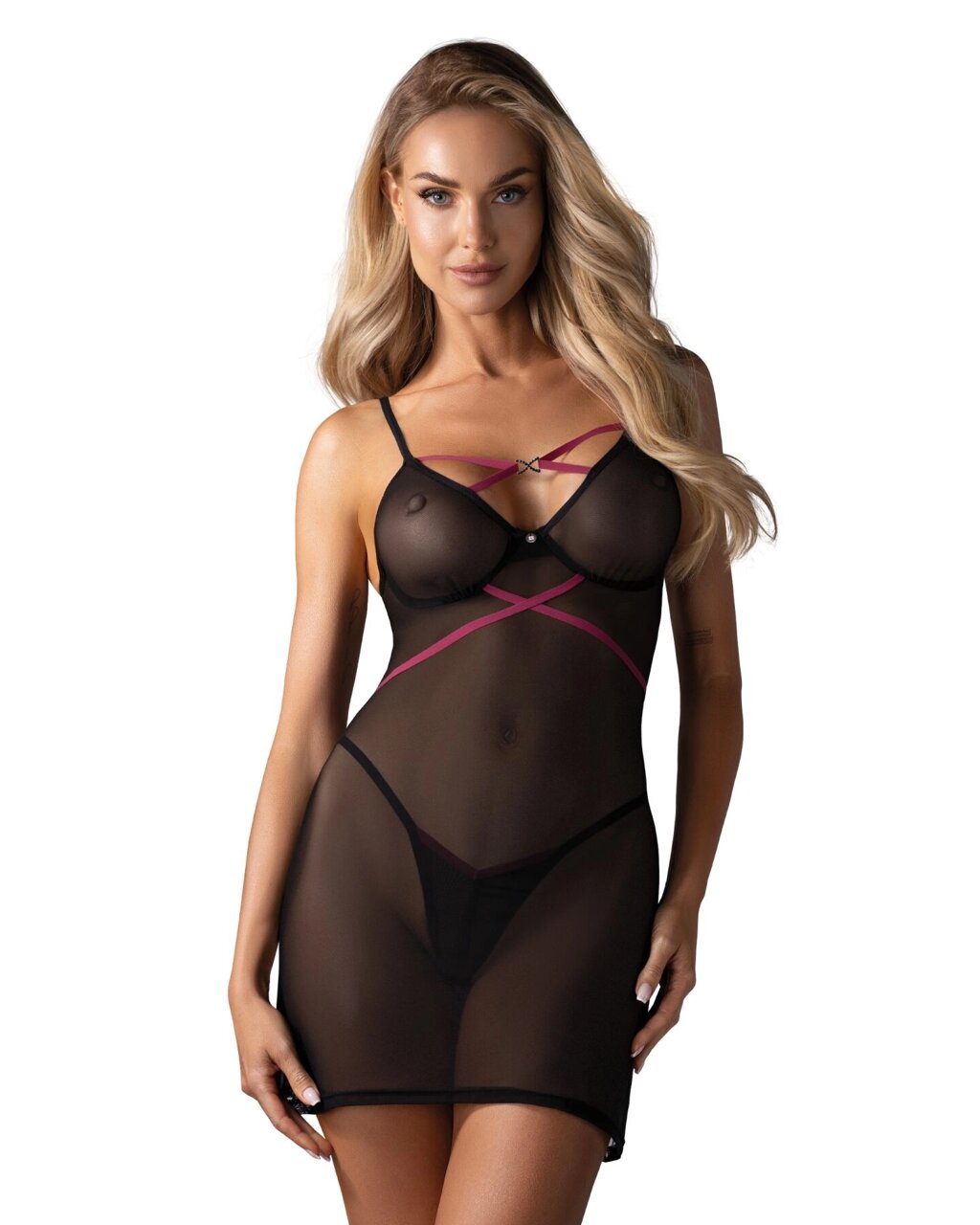 Пеньюар Obsessive Novenes chemise & thong XL/2XL від компанії Інтернет магазин Персик - фото 1