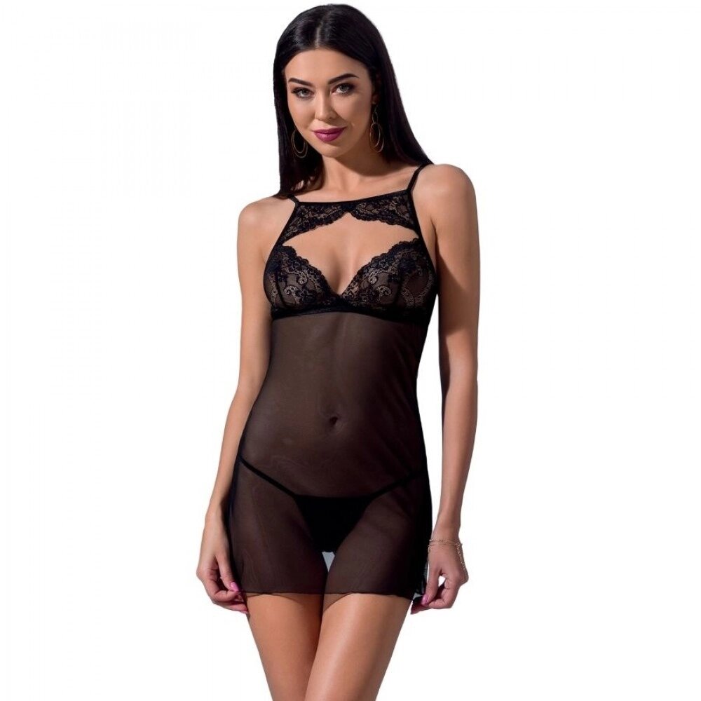 Пеньюар VERONIQUE CHEMISE black S/M - Passion від компанії Інтернет магазин Персик - фото 1