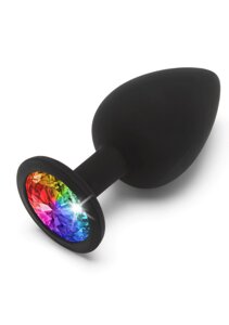 Анальна пробка Toy Joy Rainbow Booty Jewel з райдужним кристалом, чорний, Large