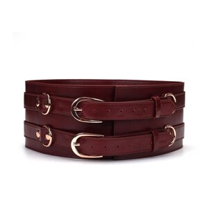 Шкіряний пояс для бондажу Liebe Seele Wine Red Waist Cuff M Size