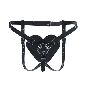 Трусики Серце для страпона Feral Feelings - Hearts Strap-on Belt Black