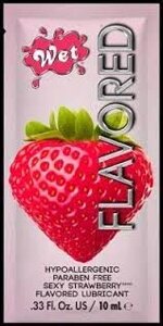 ПРОБНИК Лубрикант Wet Flavored Sexy Strawberry (сочная клубника) 10 мл