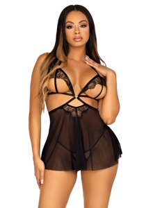 Пеньюар Leg Avenue Lace and mesh babydoll & panty Black M в Дніпропетровській області от компании Интернет магазин Персик