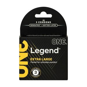 Презервативи ONE Legend Extra Large 3 шт, картонна коробка (м'ята упаковка!!)