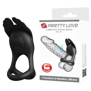 Кільце ерекційне Pretty Love - Vibration Penis Ring SILAS Black, BI-210318