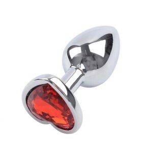 Анальна пробка Silver Metaall Heart Red, S