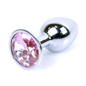 Анальна пробка з каменем Plug-Jewellery Silver PLUG- Rose розмір S