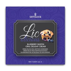 Пробник гелю для мінету Sensuva Lic-o-licious Blueberry Muffin (6 мл), маслянистий, без цукру