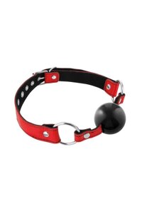 Кляп Fetish Tentation Premium Leather gag with silicone ball Red