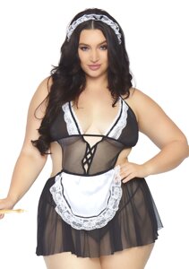 Leg Avenue Roleplay Fantasy French Maid + 1X-2X Black/White