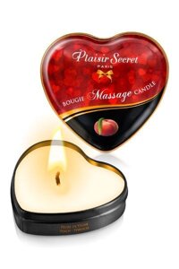 Массажная свеча сердечко Plaisirs Secrets Peach (35 мл)