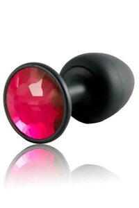 Чёрная силиконовая анальная пробка 40мм Dorcel Geisha Plug Ruby