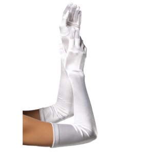 Рукавички One Size Extra Long Opera Length Satin Gloves від Leg Avenue, білі