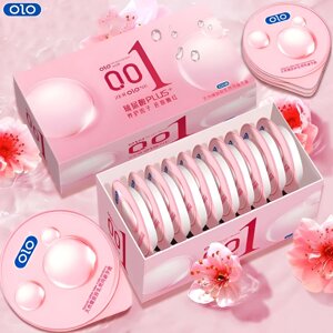 Ароматизовані ультратонкі презервативи в рясному мастилі з гіалуроновою кислотою OLO - Hyaluronic Acid PLUS+, 10 шт