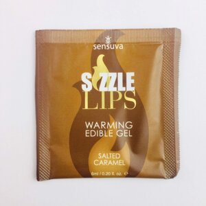 Пробник массажного геля Sensuva - Sizzle Lips Salted Caramel (6 мл)