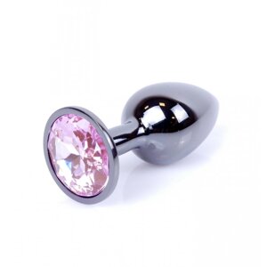 Анальна пробка з каменем Plug-Jewellery Dark Silver PLUG- Rose розмір S