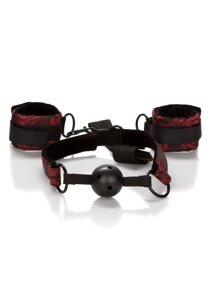 Кляп-кулька з наручниками California Exotic червоно-чорна
