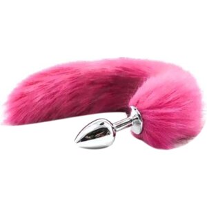 Anal Plug S Fox Tail DS Fetish Anal Plug S Faux Four Fox Tail Pink Polyeste