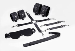 Набір Feral Feelings BDSM Kit 5 Black, наручники, поножі, коннектор, маска, паддл