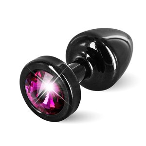 Anal Plug S Diogol Чорний, фіолетовий камінь, 25 мм