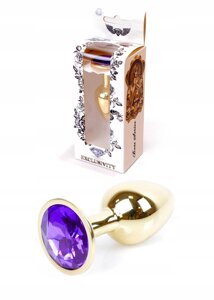 Анальна пробка з каменем Plug-Jewellery Gold PLUG- Purple розмір S