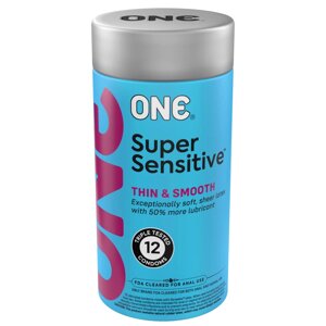 Презервативи ONE Super Sensitive 12 шт, подарункове пакування тюб