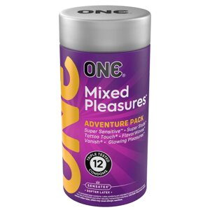 Презервативи ONE Mixed Pleasures 12 шт, подарункове пакування тюб