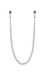 Тонкие зажимы для сосков с цепочкой Feral Feelings - Chain Thin nipple clamps, серебро/черный