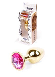 Анальна пробка з червоним каменем Plug-Jewellery Gold PLUG- Pink