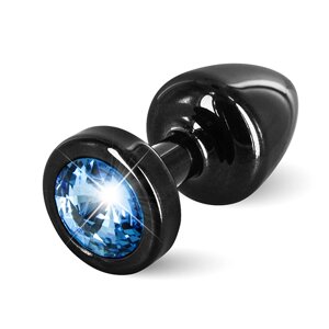 Анальний штекер з каменем Diogol - Anni Butt Plug круглий 25 мм Чорний і синій