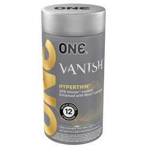 Презервативи ONE Vanish Hyperthin 12 шт, подарункове пакування тюб