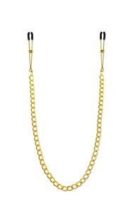 Тонкие зажимы для сосков с цепочкой Feral Feelings - Chain Thin nipple clamps, золото/черный