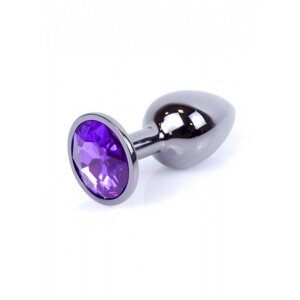 Анальна пробка з каменем Plug-Jewellery Dark Silver PLUG- Purple розмір S