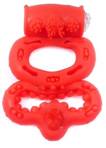 Ерективне кільце Vibro BOSS Vibrating Duo Cock Ring Red, BS6700046}