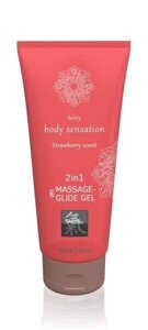 Лубрикант і масажне масло 2 в 1 Massage- & Glide gel 2in1 Strawberry scent, 200 мл