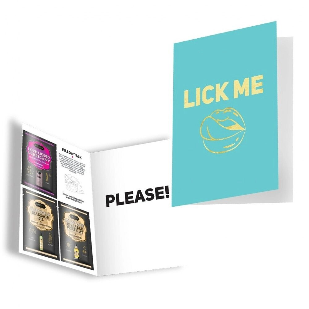 Подарункова листівка з набором Сашетів та Конверт Kama Sutra Lick Me Please від компанії Інтернет магазин Персик - фото 1