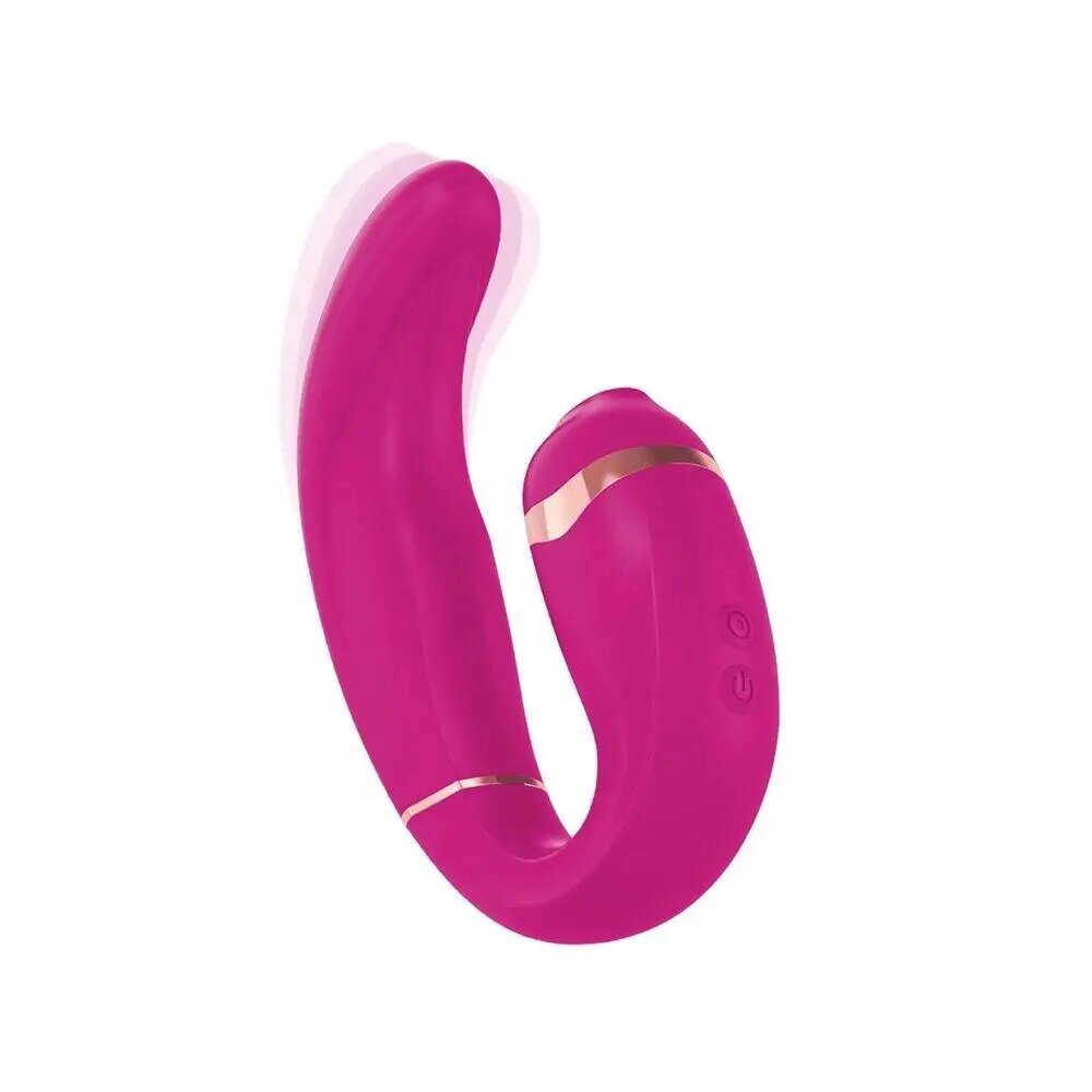 Подвійний вібратор з вакуумною стимуляцією Adrien Lastic My G Pink від компанії Інтернет магазин Персик - фото 1