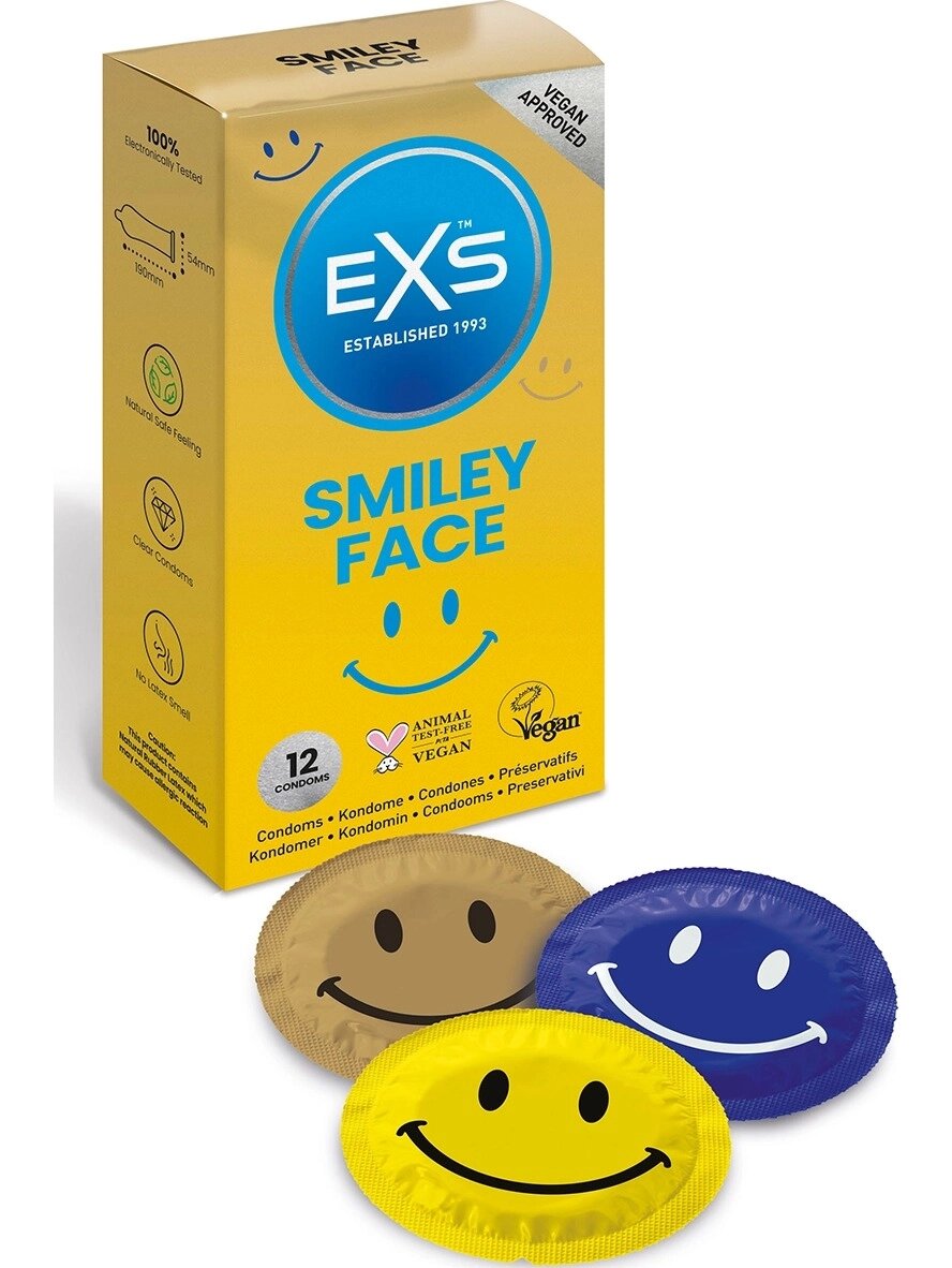 Презервативи класичні зі Смайликом Exs Smiley FACE 12 штук від компанії Інтернет магазин Персик - фото 1