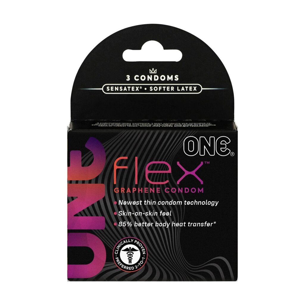 Презервативи ONE Flex Graphene Condom 3 шт, картонна коробка від компанії Інтернет магазин Персик - фото 1