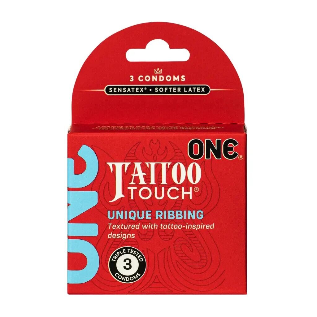 Презервативи ONE Tattoo Touch 3 шт, картонна коробка від компанії Інтернет магазин Персик - фото 1