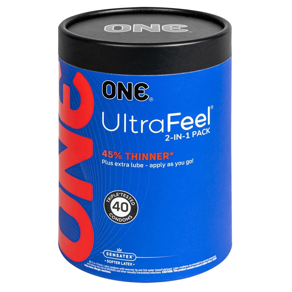 Презервативи ONE Ultra Feel 40 шт, подарункове пакування тюб від компанії Інтернет магазин Персик - фото 1