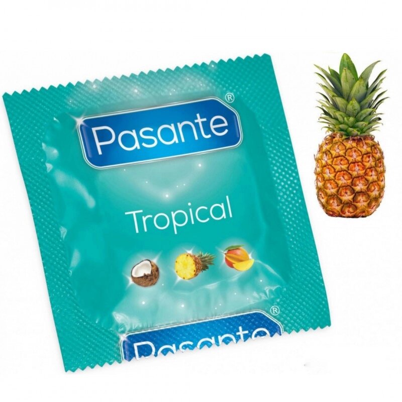 Презервативі зі смаком ананаса 53мм, Рasante Tropical condoms , за 6 шт від компанії Інтернет магазин Персик - фото 1