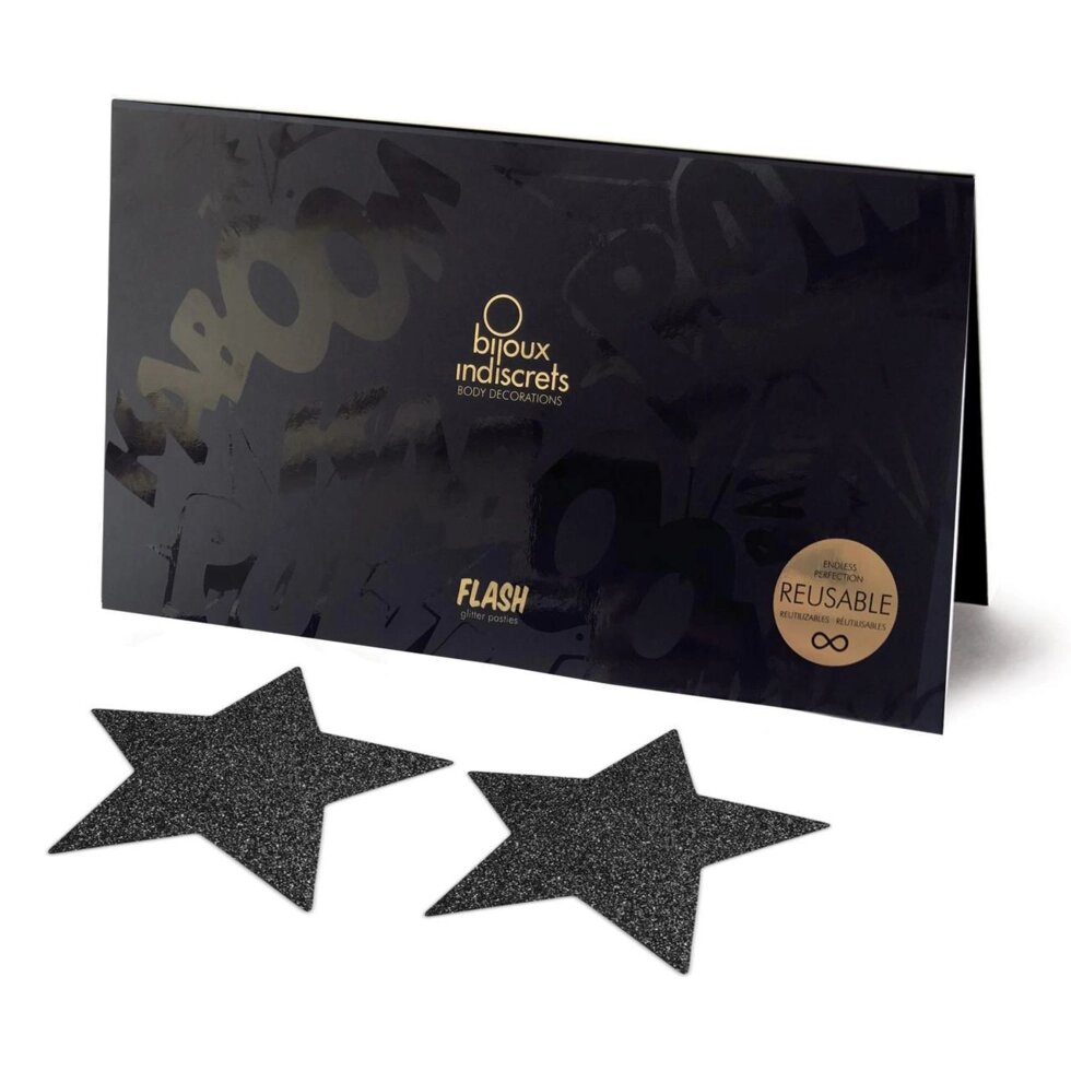 Прикраса на соски Bijoux Indiscrets - Flash Star Black від компанії Інтернет магазин Персик - фото 1